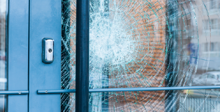 Broken tempered glass door